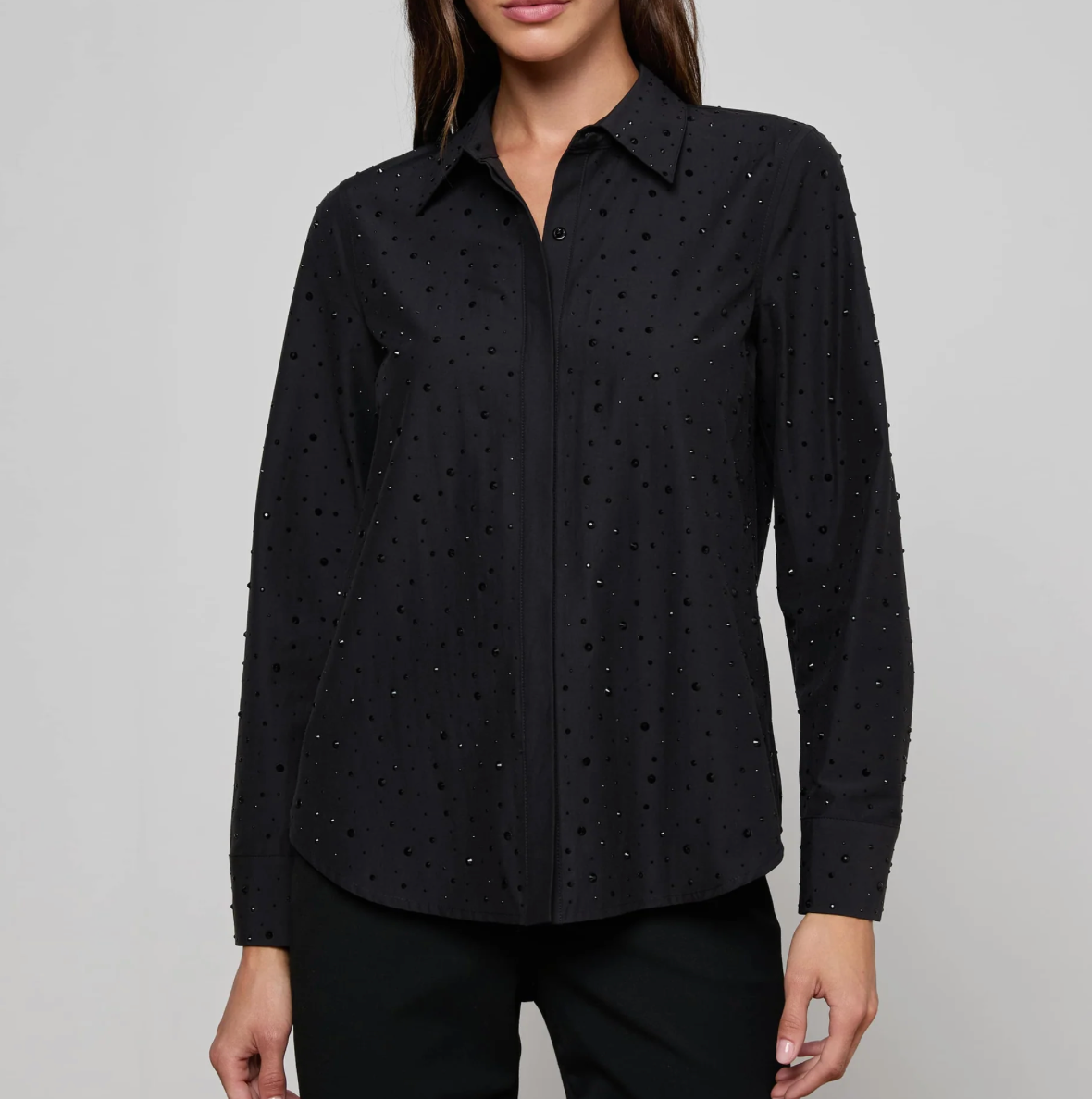 Ellery Crystal Shirt in Black - Lukka Boutique