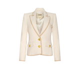 Wylla Shirt Structured Blazer in Ecru/Biscuit - Lukka Boutique