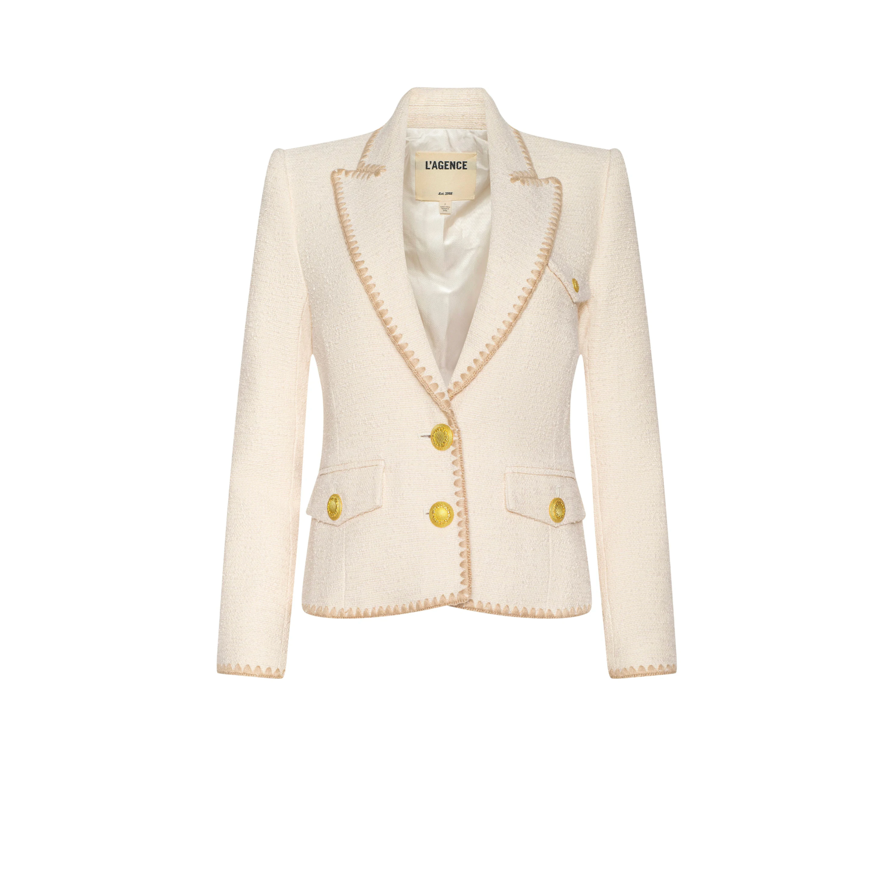 Wylla Shirt Structured Blazer in Ecru/Biscuit - Lukka Boutique