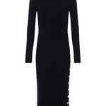 Astra Long Sleeve Midi Slit Dress in Black - Lukka Boutique