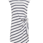 Side Tie T-shirt Dress in White/Navy Stripe - Lukka Boutique