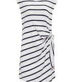 Side Tie T-shirt Dress in White/Navy Stripe - Lukka Boutique