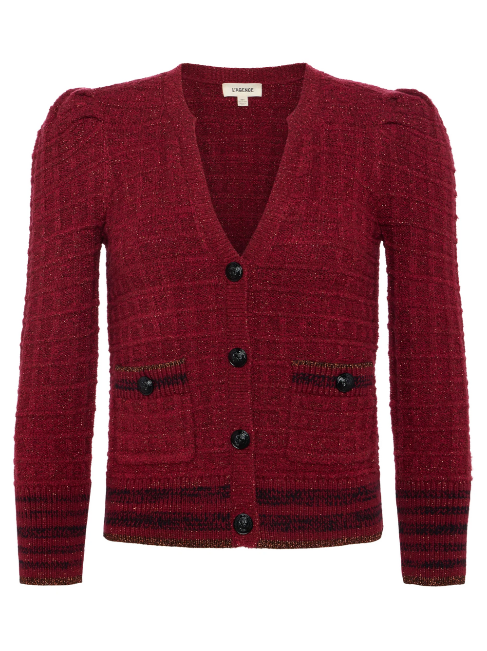 Jenni Waffle Stitch Cardigan in Syrah