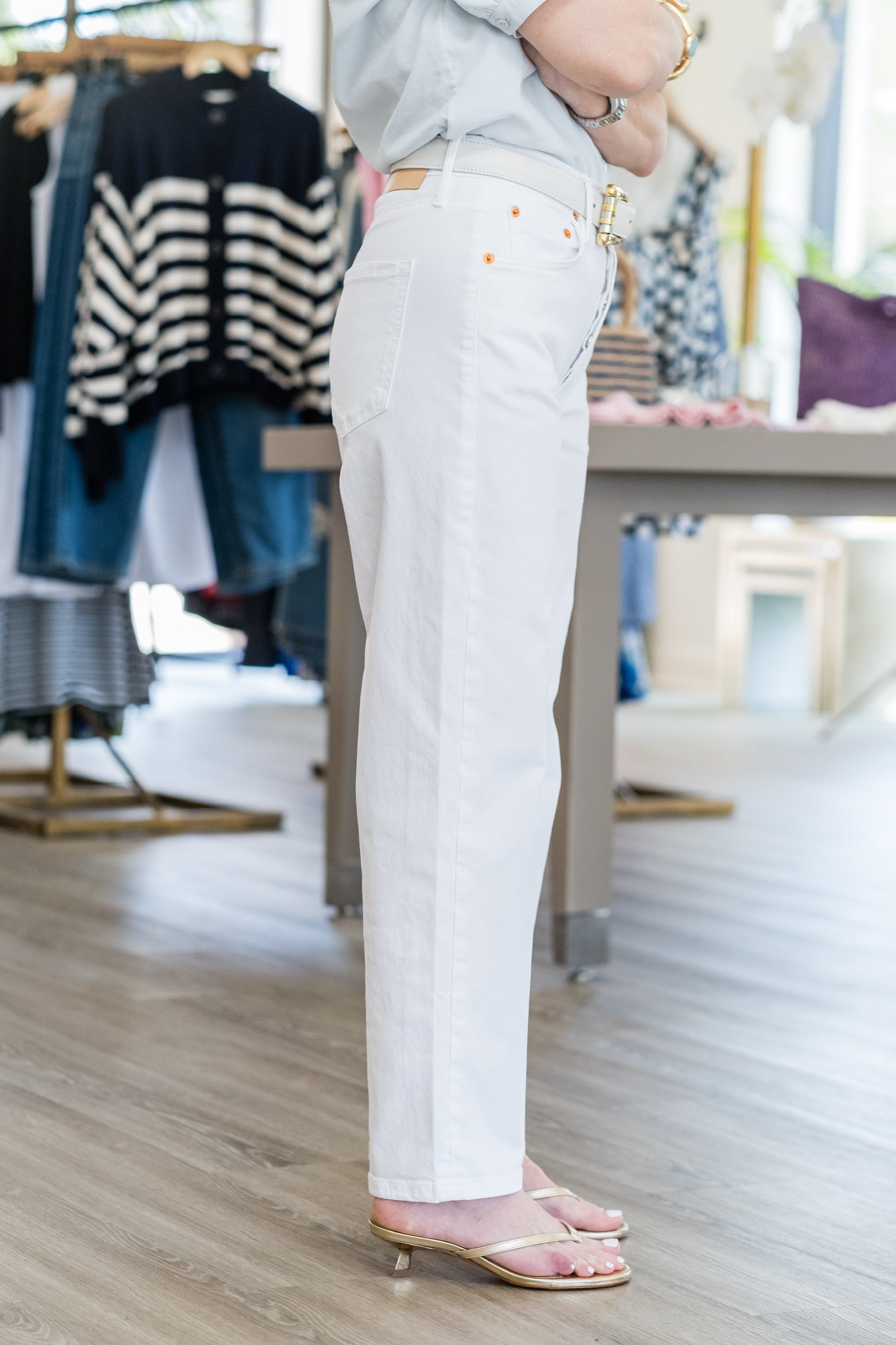 Ellen Bow Leg Jean in White - Lukka Boutique