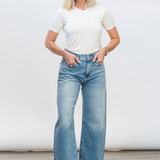 Stormy Embroidered Crew Neck Tee in Vintage White - Lukka Boutique