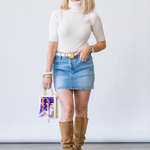 Elbow Sleeve Turtleneck in Chalk - Lukka Boutique