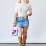 Elbow Sleeve Turtleneck in Chalk - Lukka Boutique