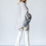 Cape with Faux Fur Trim in Grey