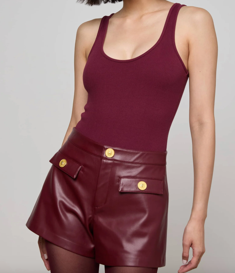 Nica Scoop Neck Tank Bodysuit in Dark Port - Lukka Boutique