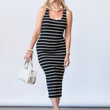 Ivanna Midi Tank Dress in Black Stripe - Lukka Boutique