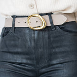 Gold Oval Buckle Natural Belt