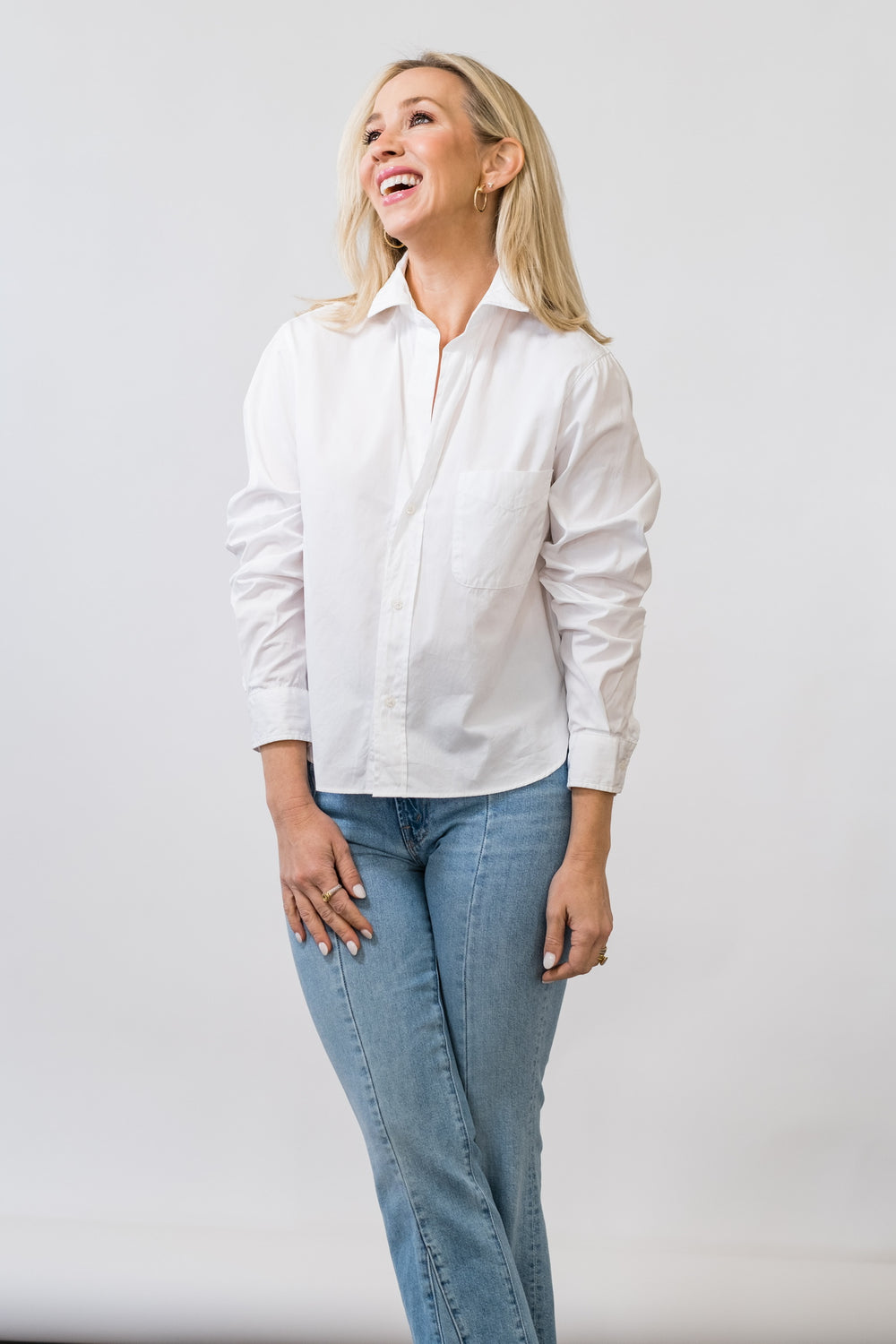 Silvio Untuckable Button-Up Shirt in White