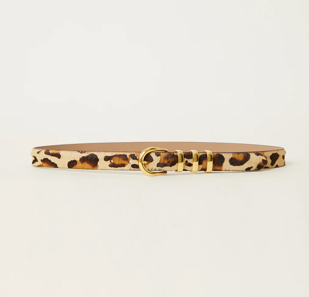 Kad Calf Hair Leather Belt in Leopard Gold - Lukka Boutique