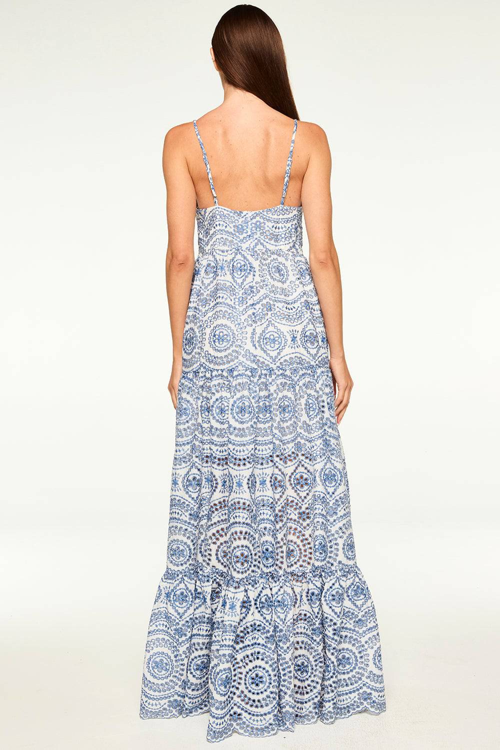 Mariana Dress in Blue Embroidered Eyelet - Lukka Boutique