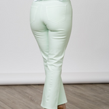 Tati High Rise Crop Micro Bootcut Jean in Pale Jade Coated - Lukka Boutique