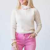 Marl Drawstring Hi Neck Sweater - Lukka Boutique