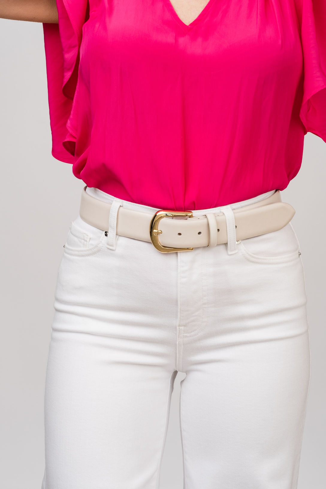 
                  
                    Kennedy Leather Belt in Bone Gold
                  
                