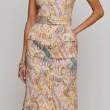 Idy Button Front Tank Dress in Multi Western Paisley