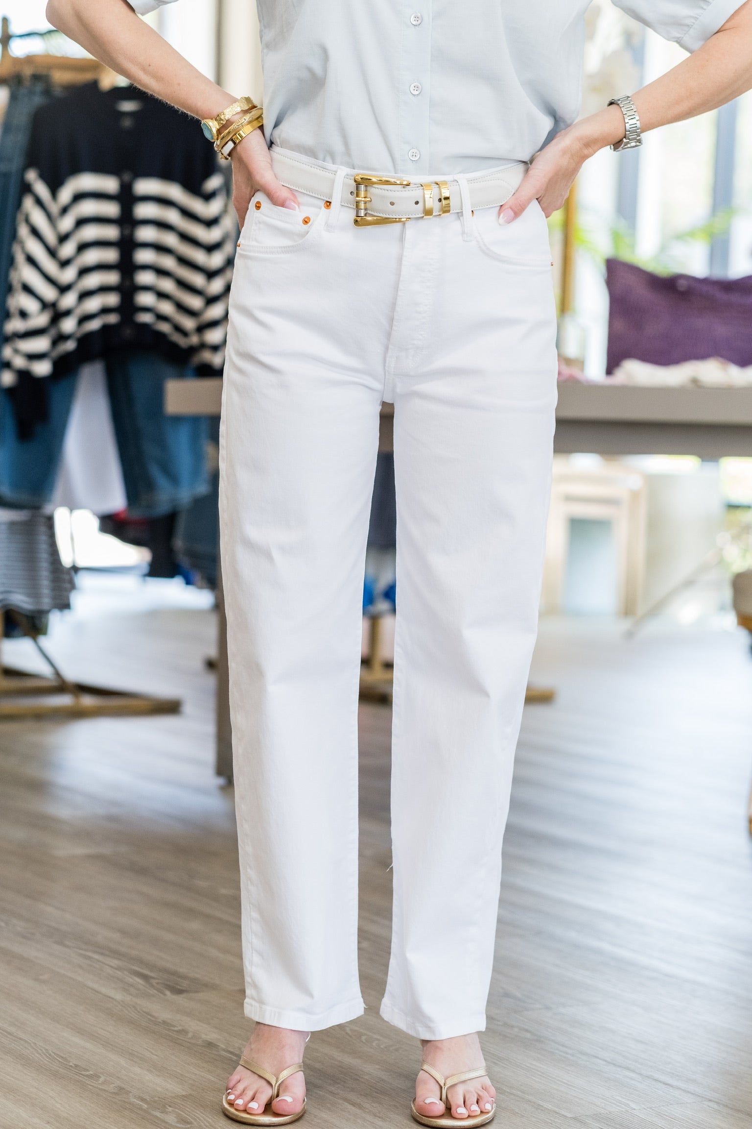 Ellen Bow Leg Jean in White - Lukka Boutique