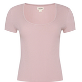 Brynlee Short Sleeve Scoop Neck Tee in Pale Rose