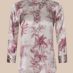 Dani 3/4 Sleeve Blouse in Tan Multi Textured Jungle Toile - Lukka Boutique
