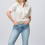 Topher Satin Blouse in Flake - Lukka Boutique