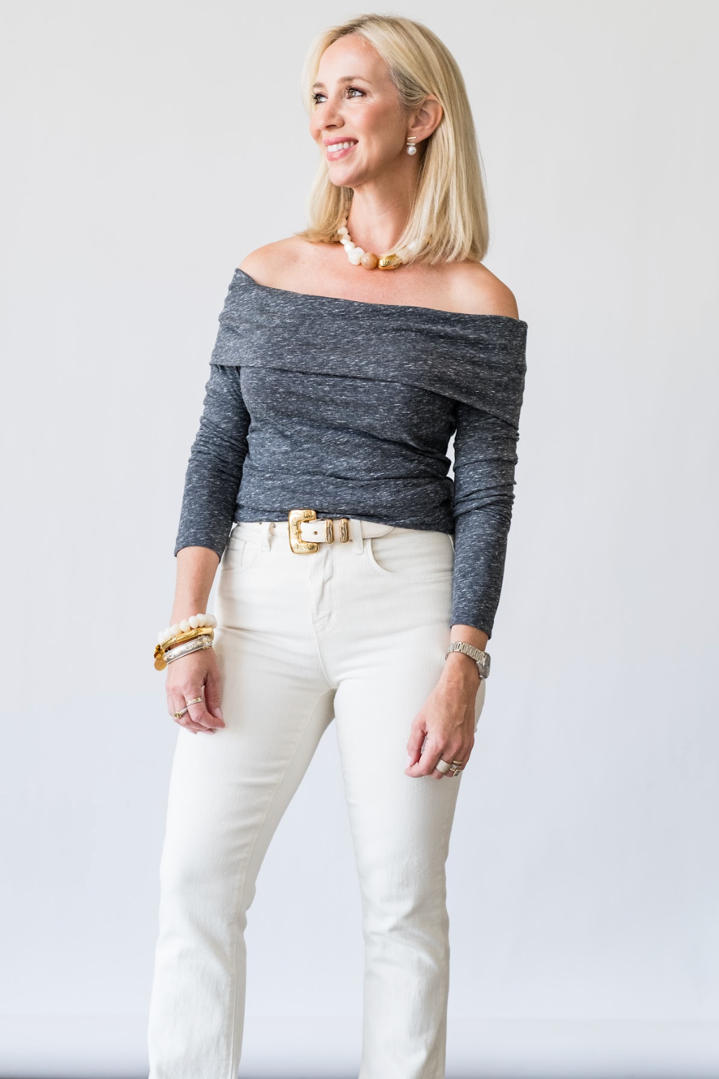 Asymmetric Long Sleeve Top in Dark Grey Melange - Lukka Boutique