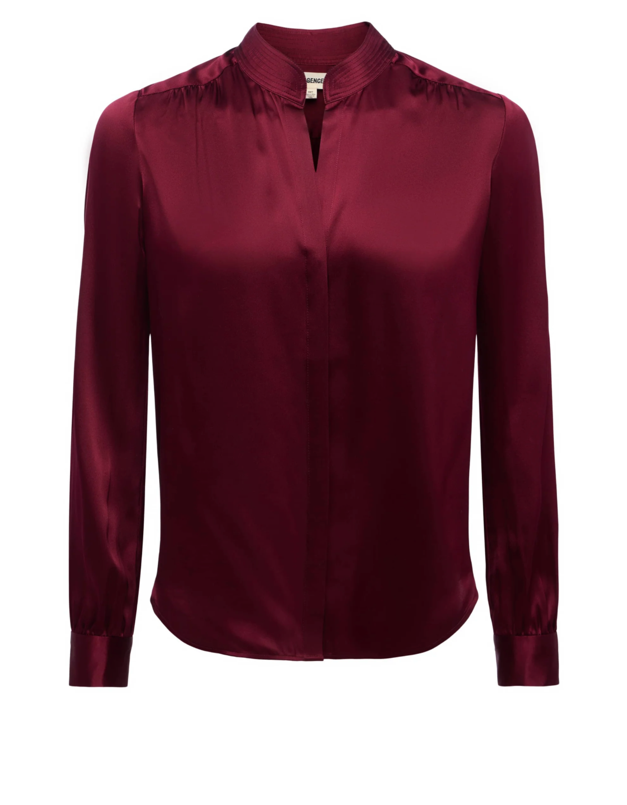 Bianca Band Collar Blouse in Dark Port - Lukka Boutique