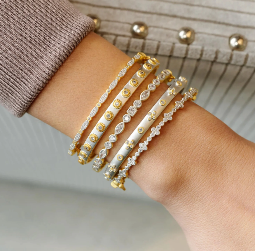 Marquise Pave Thin Hinge Bangle - Lukka Boutique