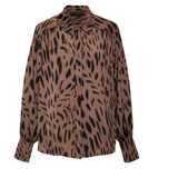 Rebel Button Front Top in Mocha Leopard - Lukka Boutique