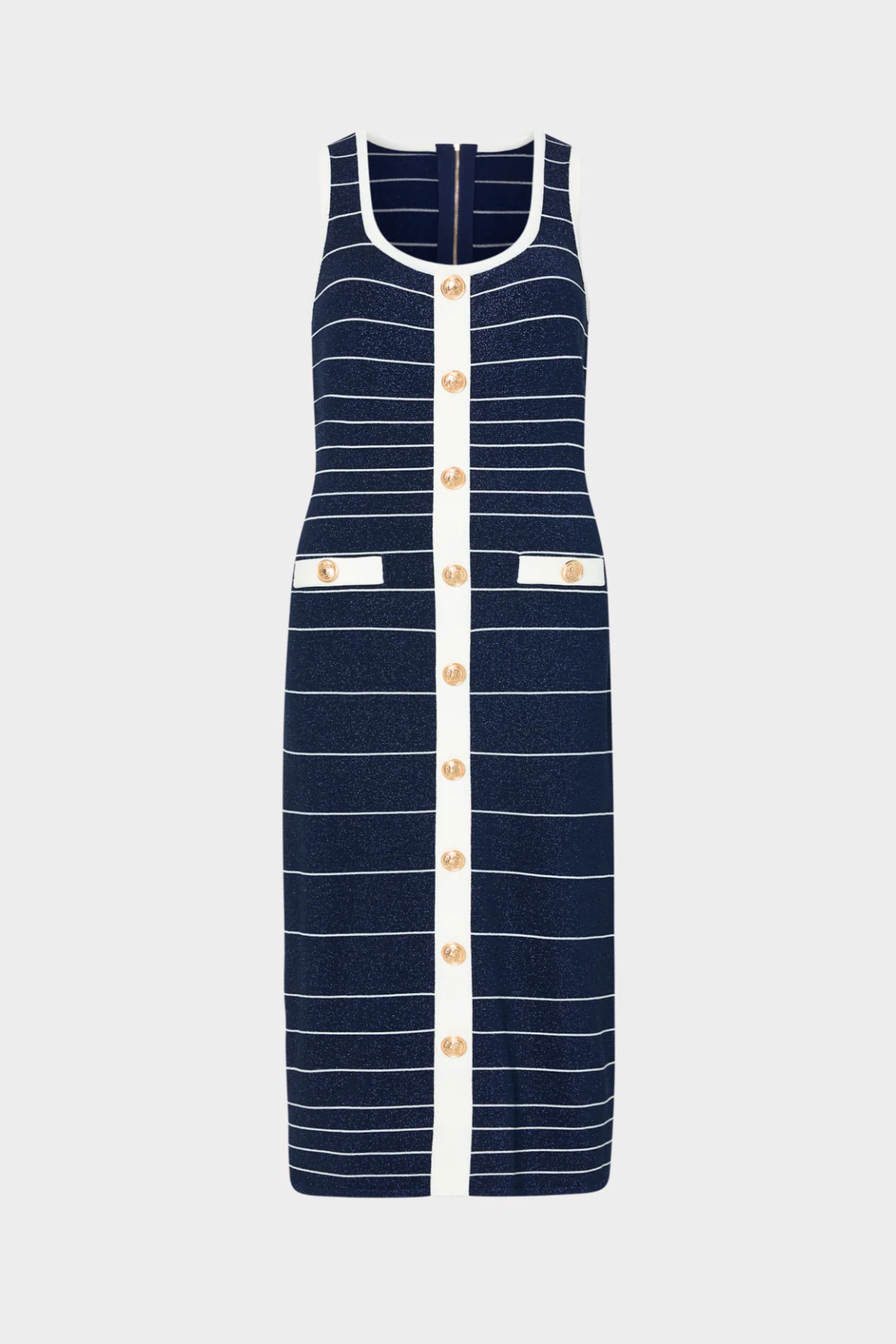 Mari Stripe Midi Dress in Navy/White - Lukka Boutique