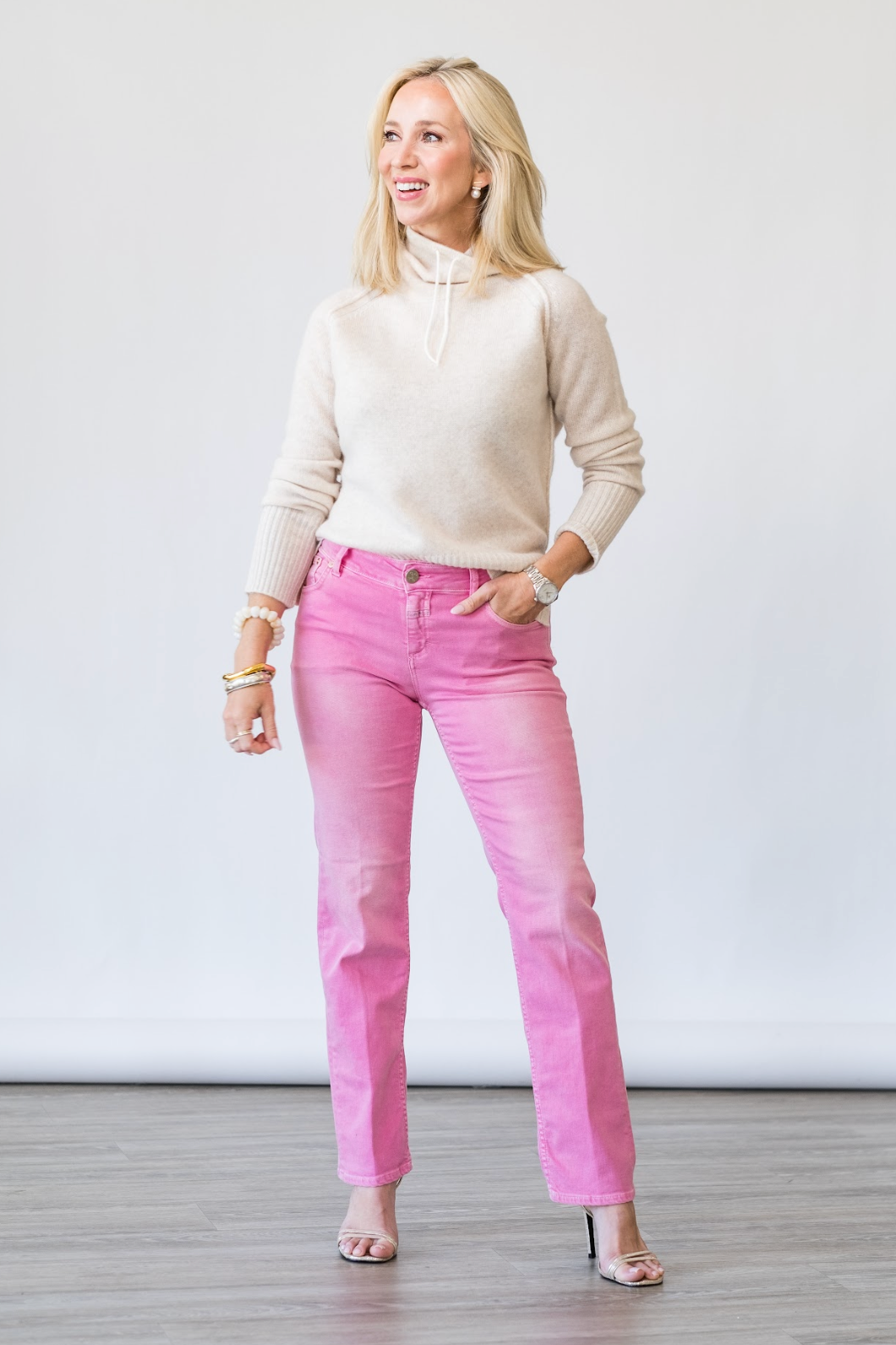 Junna Stretch Denim in Flamingo Pink - Lukka Boutique