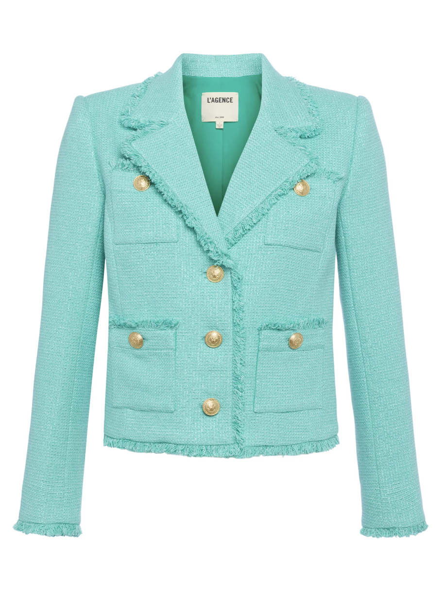 Sylvia Collared Jacket in Aqua