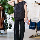 Cloe Strass Zebre Top