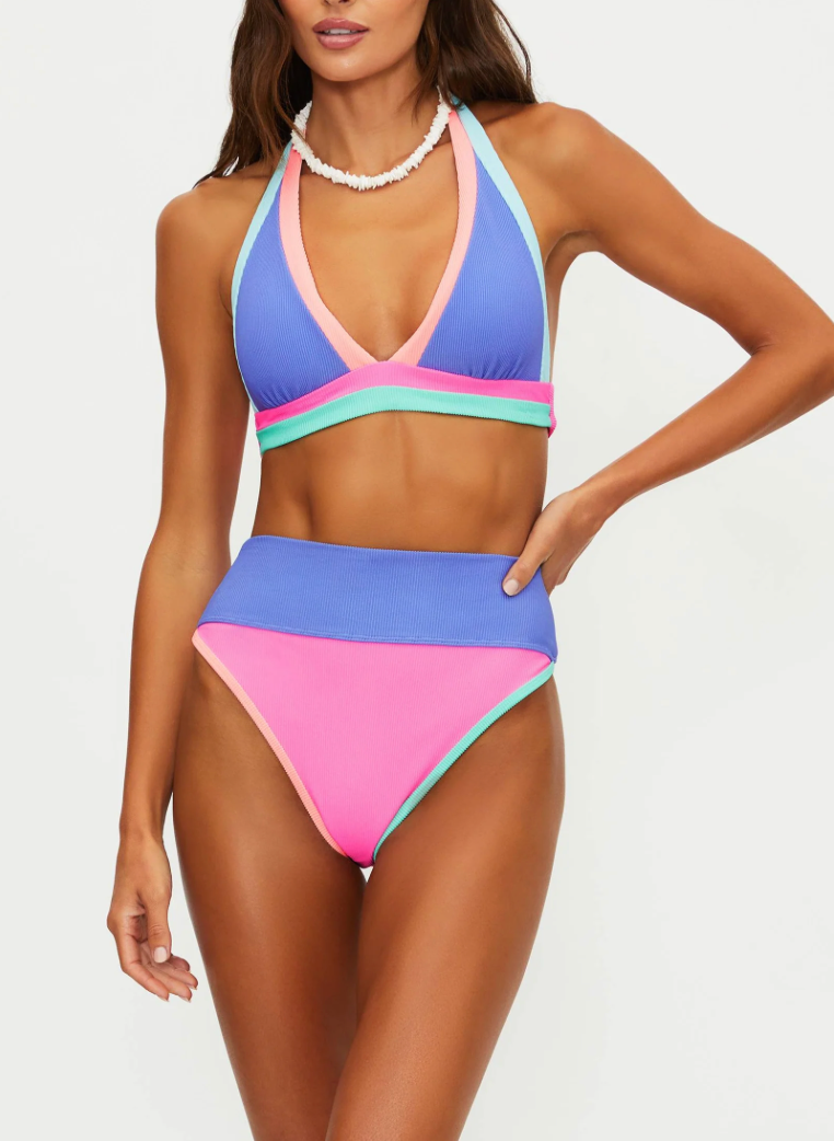 Moana Bikini Top in Sherbert Shores Colorblock - Lukka Boutique