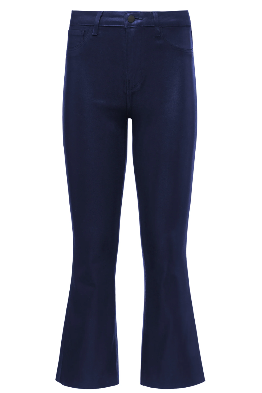Kendra High Rise Crop Flare in Midnight Coated - Lukka Boutique