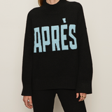 Apres Logo Mock Neck Sweater in Black - Lukka Boutique