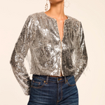 Sapphire Jacket in Platinum Sequin Fringe - Lukka Boutique