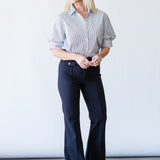 The Billow Sleeve Shirt in Navy Stripe