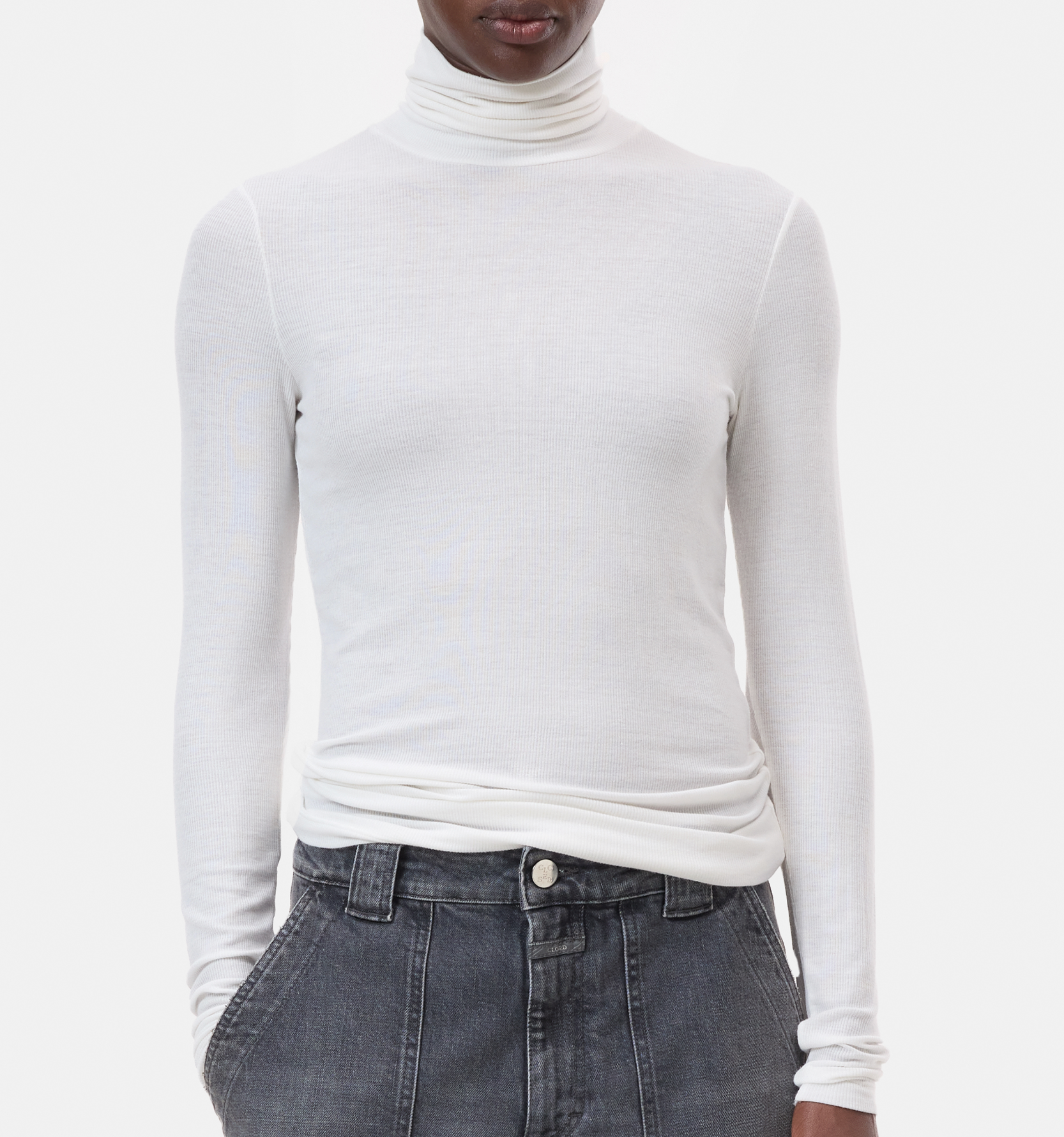 High Neck Long Sleeve in White - Lukka Boutique