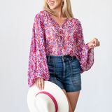 Chemise Bouffantes Blouse in Aquarel Flower