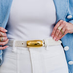 Marlowe Leather Belt in Vintage White - Lukka Boutique