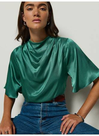 
                  
                    Karine Cowl Neck Blouse in Spruce
                  
                