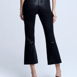 Kendra High Rise Cropped Flare Jean in Noir Coated - Lukka Boutique