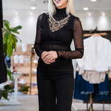 Necklace Shirred Mesh Turtleneck
