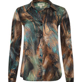 Tyler Silk Blouse in Teal Feather - Lukka Boutique