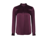 Bianca Band Collar Blouse in Dark Plum