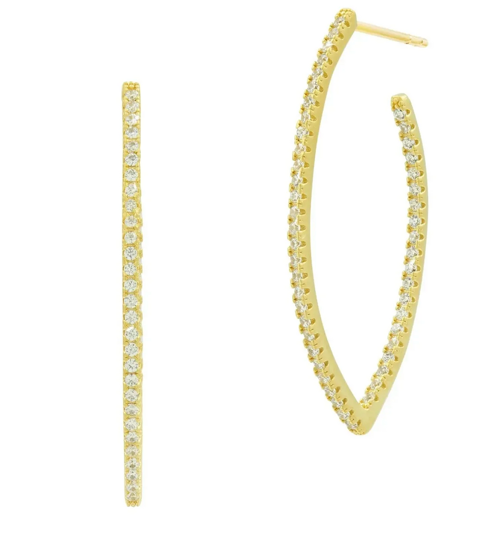 Signature Allover Pave Pointed Hoop Earring