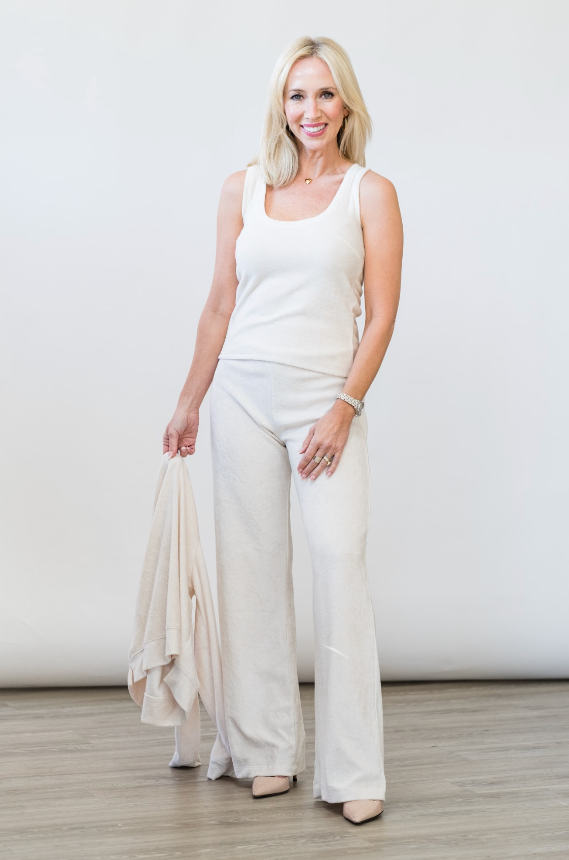 Velour Tank in White Sand - Lukka Boutique