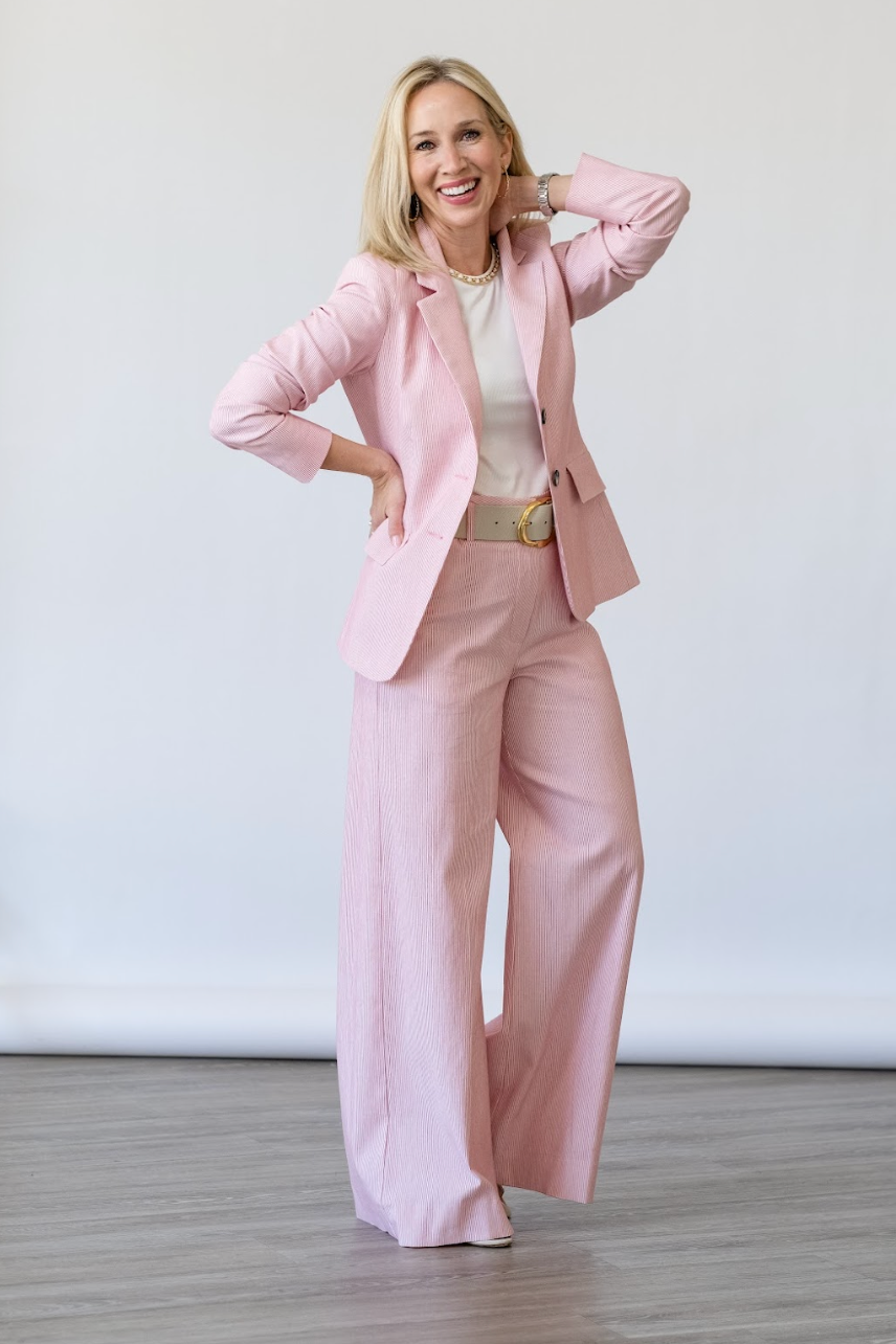 Pink Striped Tailoring Jacket - Lukka Boutique
